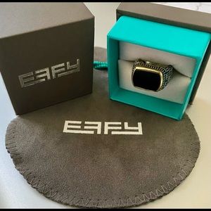 EFFY Mens Onyx 18k Gold Sterling Silver Ring